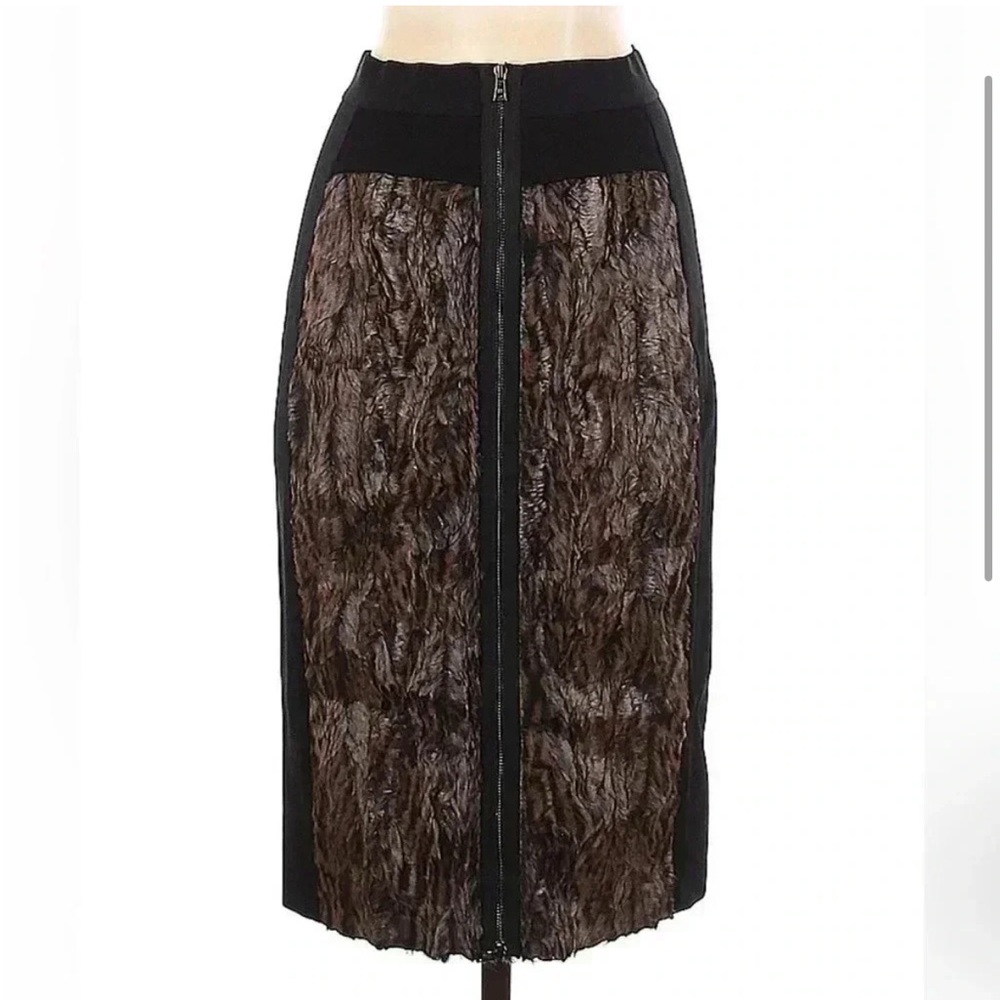 BCBGMAXAZRIA | Leopard Cheetah Faux Fur Formal Pencil Skirt Size XXS NWOT - Picture 4 of 5